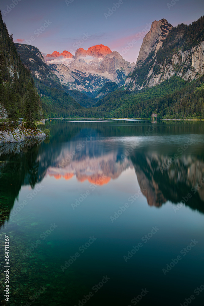 Gosausee, European Alps. Image of Gosausee, Austria located in European Alps at summer sunset.