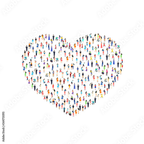 People heart sign, love family icon, isolated white background. Vector
