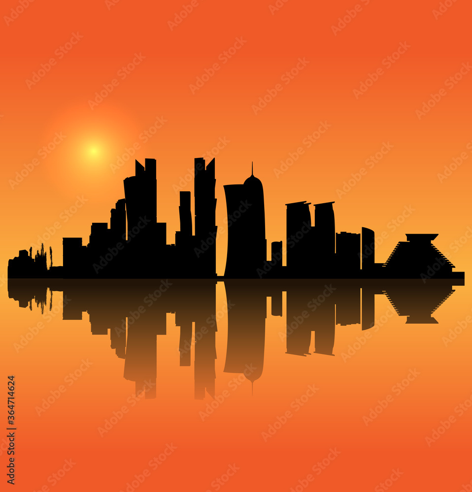 Doha vector silhouette skyline