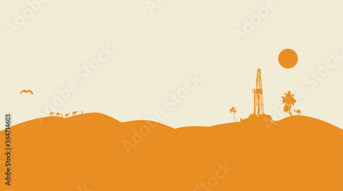 Oil drilling vector background
