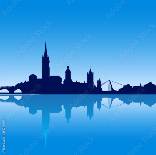 Dublin city skyline silhouette vector illustration