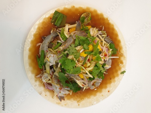Obraz na płótnie Thai Cuisine spicy shrimp salad (larb koong) w salonie