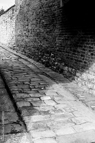 Cobbled alley.