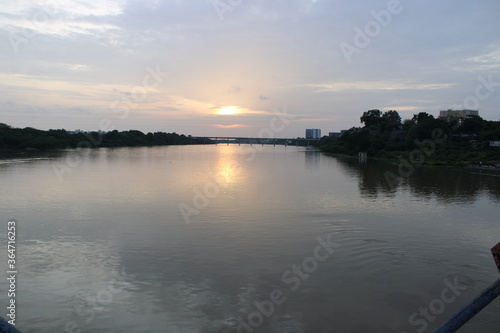 sunset over the river
