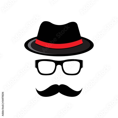Mustache, hat and Glasses vector icon.