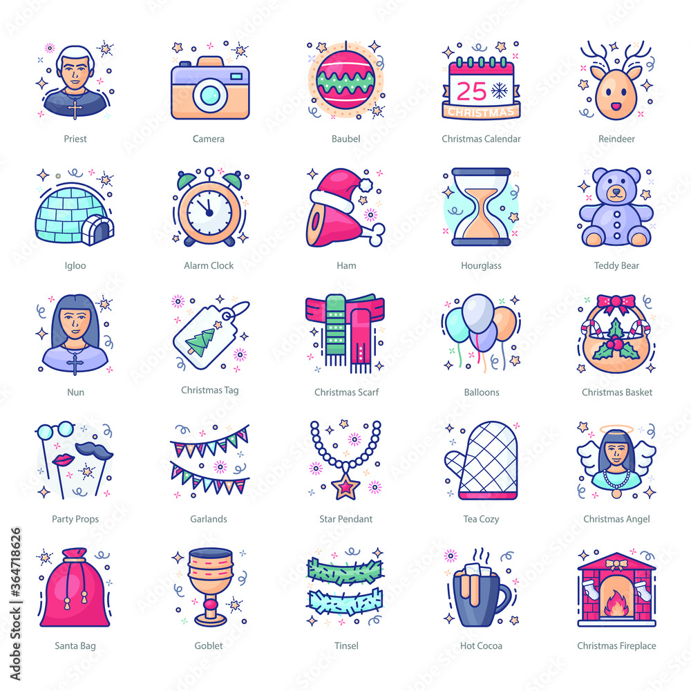 Fototapeta premium Events, Celebrations and Entertainment Flat Icons Pack 