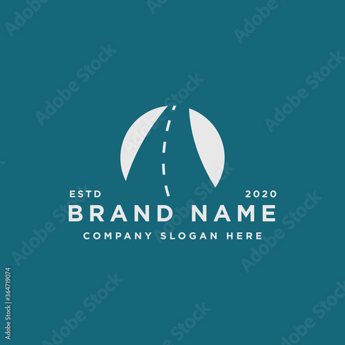 winding road highway logo design illustration