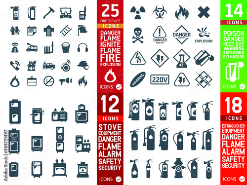 Fire extinguisher,Fire services icons, Fire station Icons danger icons