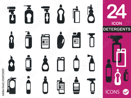 Detergent Bottle vector icon set
