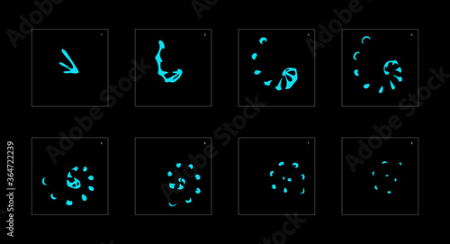 Shine water effect. Water explosion animation effect. Animation sprite sheet for games, cartoon or animation. vector style animation effect 1488.