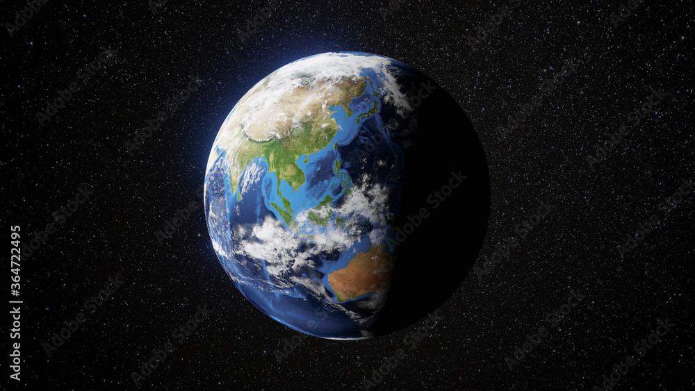 3D Rendering Planet. Earth Globe with Backdrop Stars. Earth Elements of this image furnished by NASA