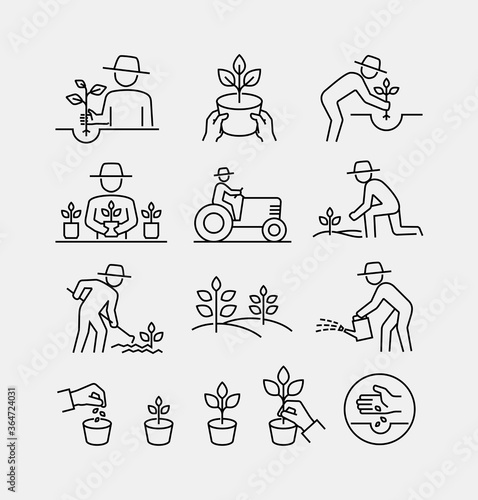 Gardening and Planting Vector Line Icons