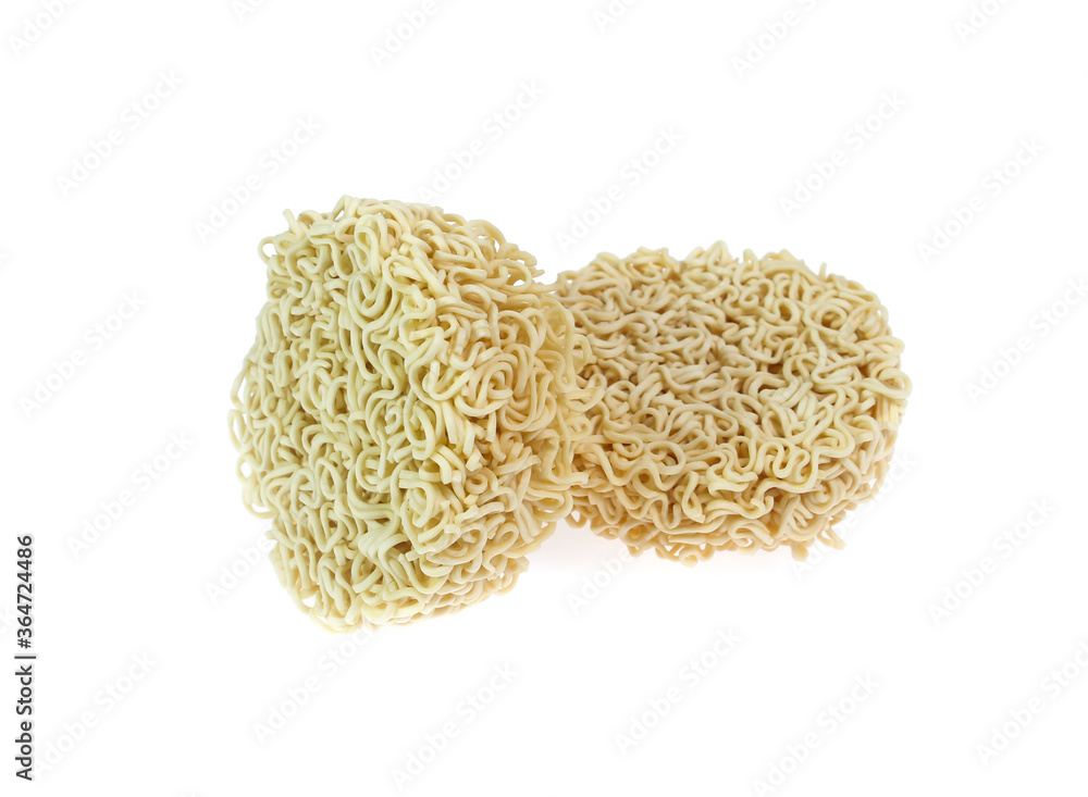Dry instant noodle on white background Dry instant noodle on white background