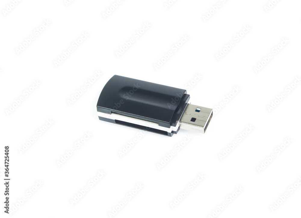 Black USB memory stick isolated on white background Black USB memory stick isolated on white background