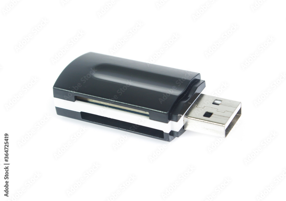 Black USB memory stick isolated on white background Black USB memory stick isolated on white background