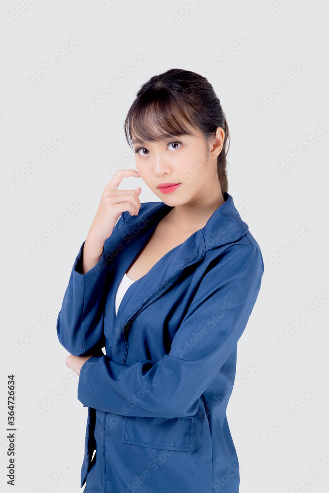 beautiful portrait young business asian woman standing with confident isolated on white background, asia businesswoman career secretary or accountant work success with smiling and happy. beautiful portrait young business asian woman standing with confident isolated on white background, asia businesswoman career secretary or accountant work success with smiling and happy.
