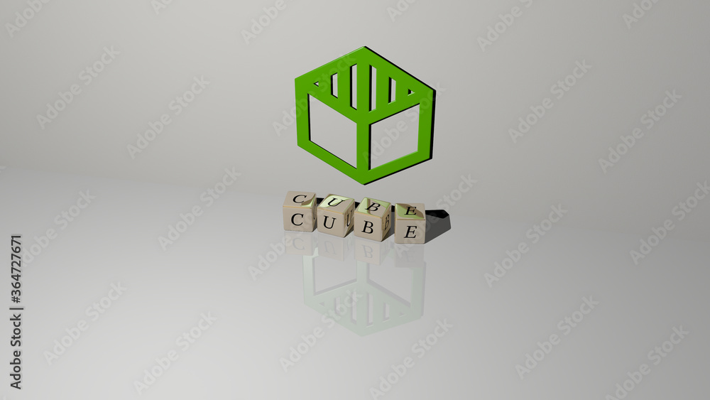 3D graphical image of cube vertically along with text built by metallic cubic letters from the top perspective, excellent for the concept presentation and slideshows. background and illustration 3D graphical image of cube vertically along with text built by metallic cubic letters from the top perspective, excellent for the concept presentation and slideshows. background and illustration