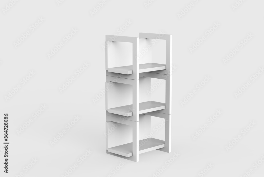 Display stand, retail display stand for product , display stands isolated on white background. 3d illustration Display stand, retail display stand for product , display stands isolated on white background. 3d illustration