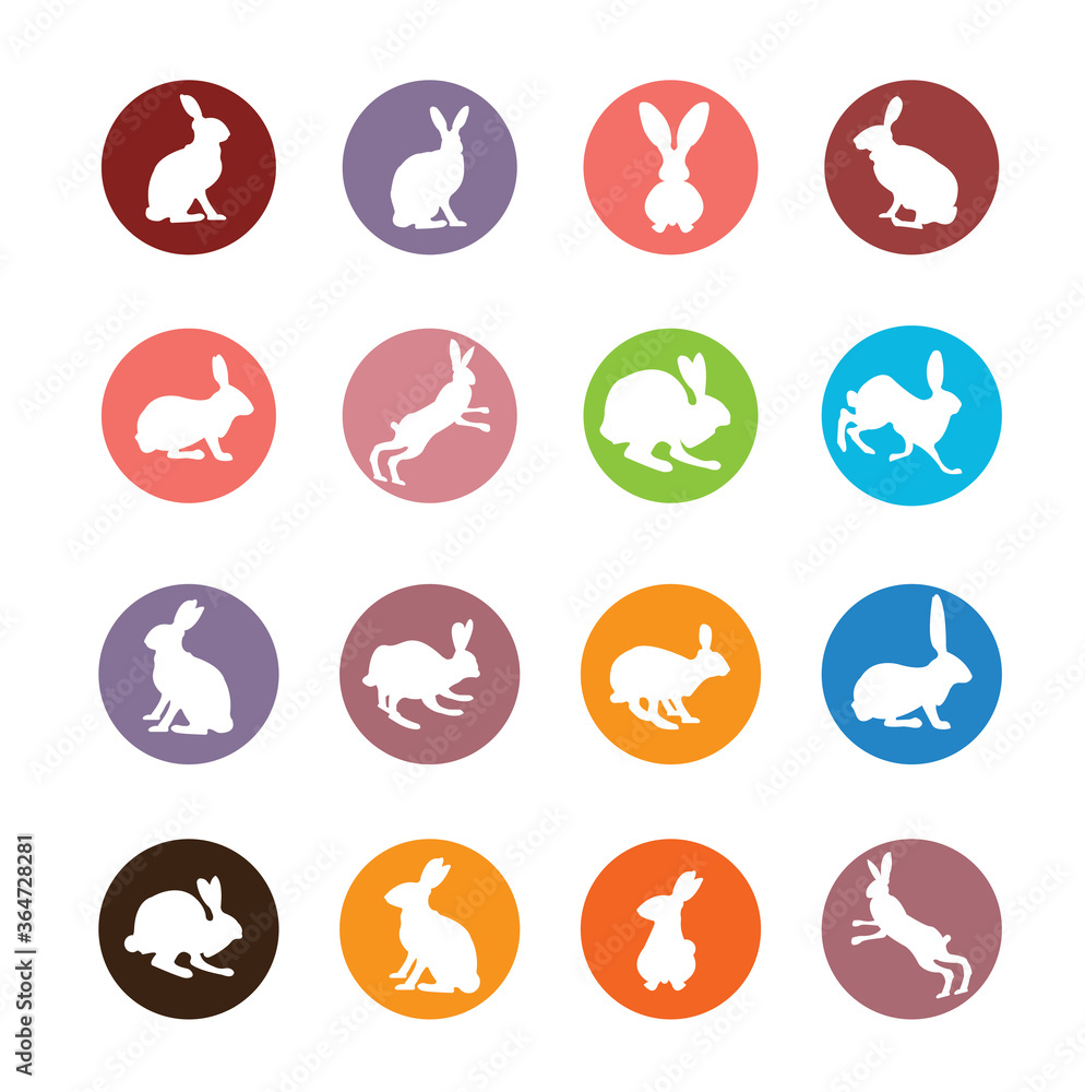 Bunny, rabbit flat icon set Bunny, rabbit flat icon set