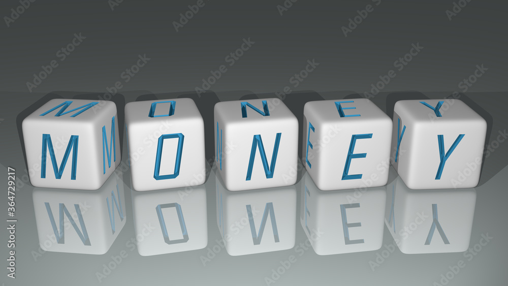 MONEY built by dice letters and color crossing for the related meanings of the concept by 3D rendering. illustration and business MONEY built by dice letters and color crossing for the related meanings of the concept by 3D rendering. illustration and business
