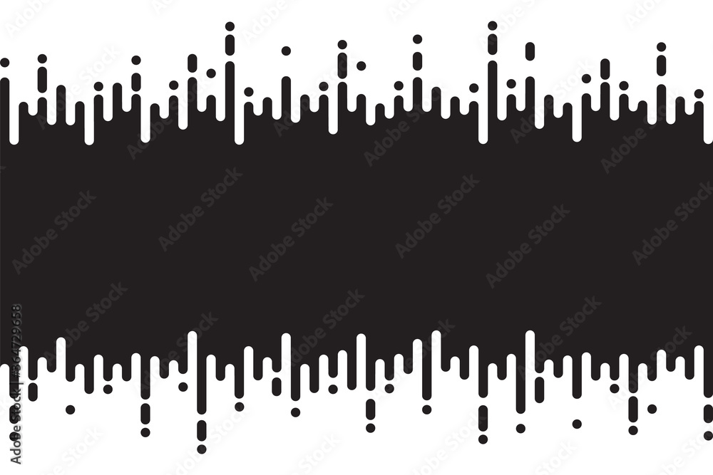 Black pulse music player on white. Audio monochrome isolated wave logo. Fluid design symbol. Jpeg decorative ornament Pattern illustration