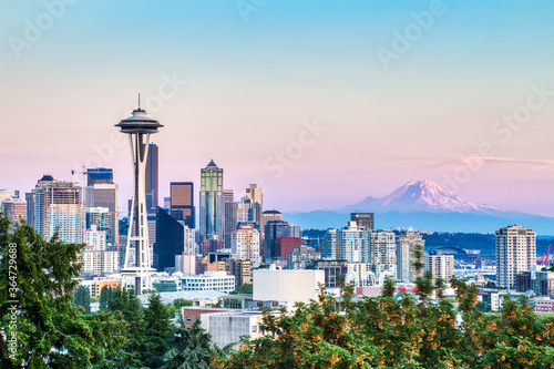 Fotografia, Obraz Seattle Cityscape with Mt