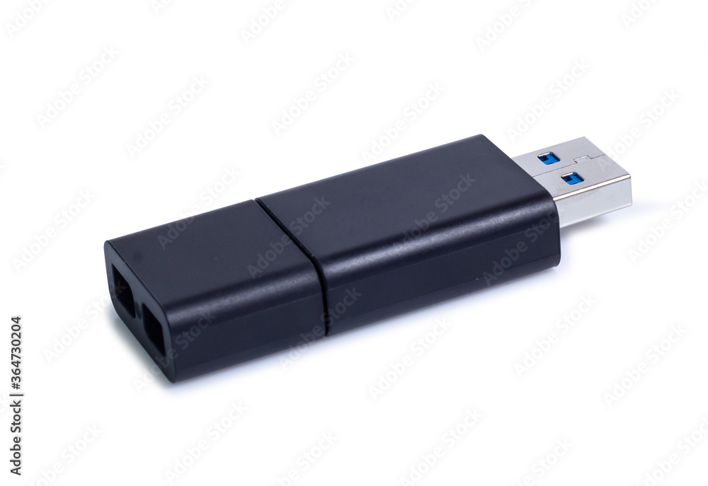 black usb flash drive isolated on white background black usb flash drive isolated on white background