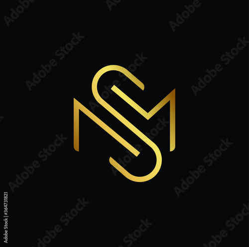 Minimal elegant monogram art logo. Outstanding professional trendy awesome artistic MS SM initial based Alphabet icon logo. Premium Business logo gold color on black background © FinalDesignz
