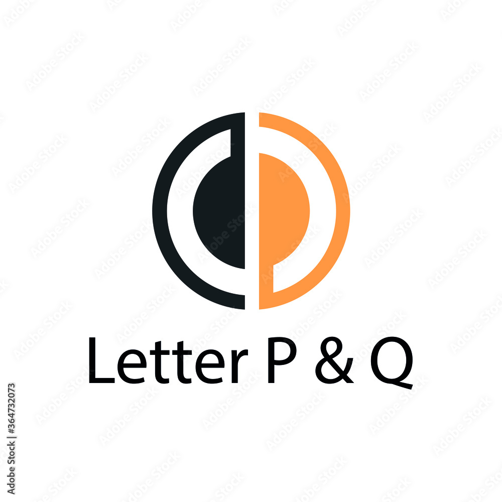 Fototapeta premium Letter p and q vector logo with circle shape. Stock illustration
