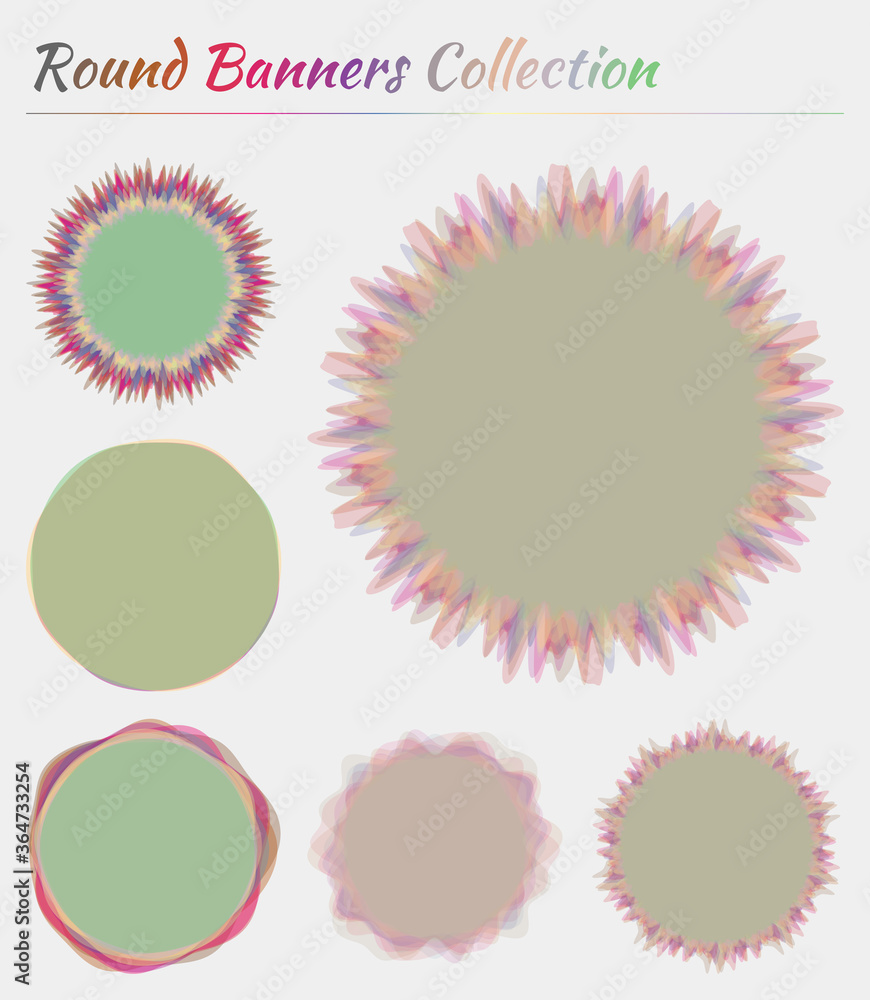 Fototapeta premium Collection of round shapes. Circular backgrounds in accent colors. Creative vector illustration.