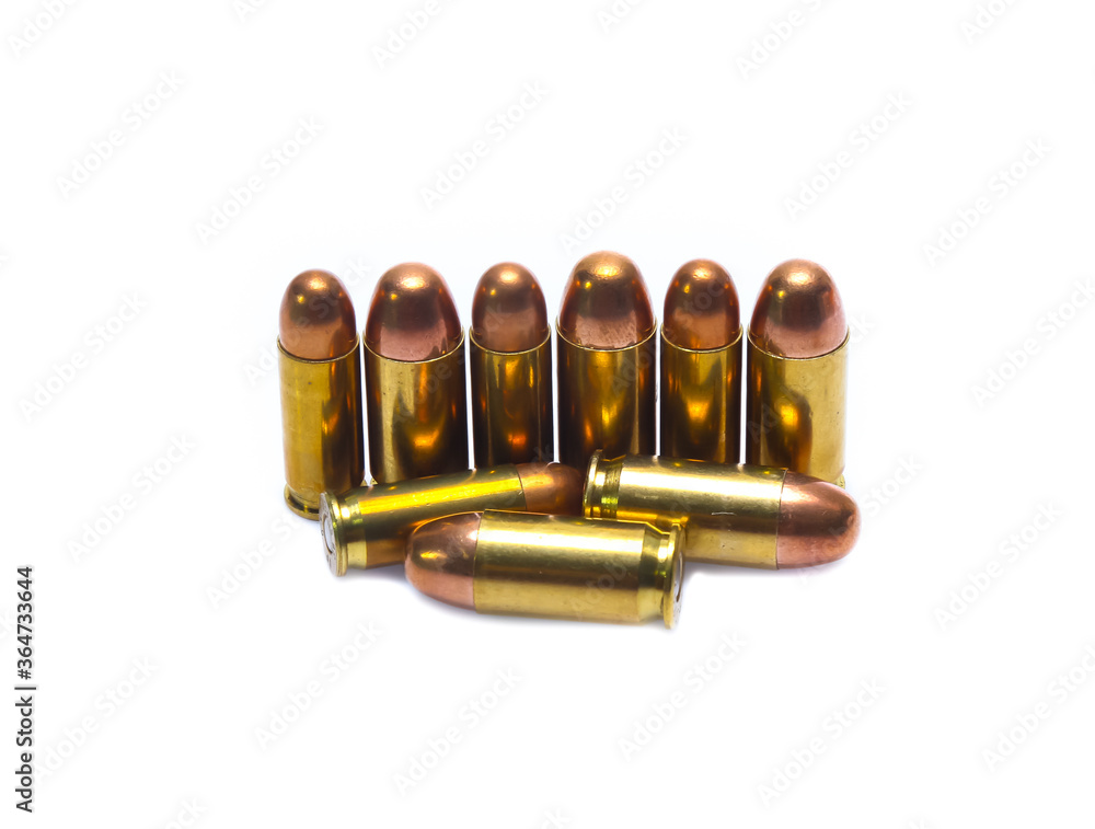cartridges of .45 ACP pistols ammo isolated cartridges of .45 ACP pistols ammo isolated