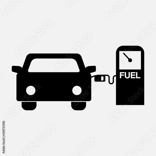 Car refill in a gas station. Vehicle refuel, petrol pump symbol.