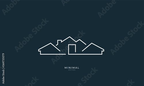 A line art icon logo of a modern house 