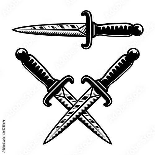 Tattoo style occult knives set of vector objects