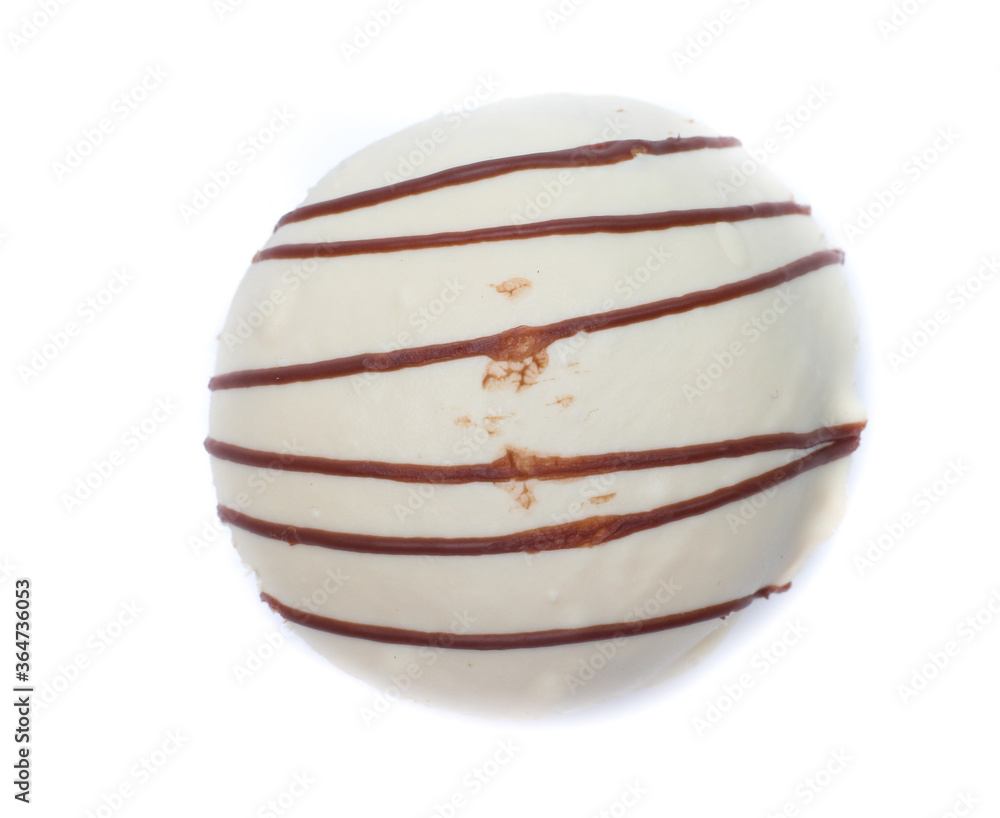 Donut with colorful sprinkles isolated on white background. Top view Donut with colorful sprinkles isolated on white background. Top view