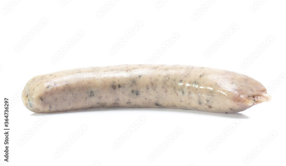Raw sausage with coriander leaf isolated on white background Raw sausage with coriander leaf isolated on white background
