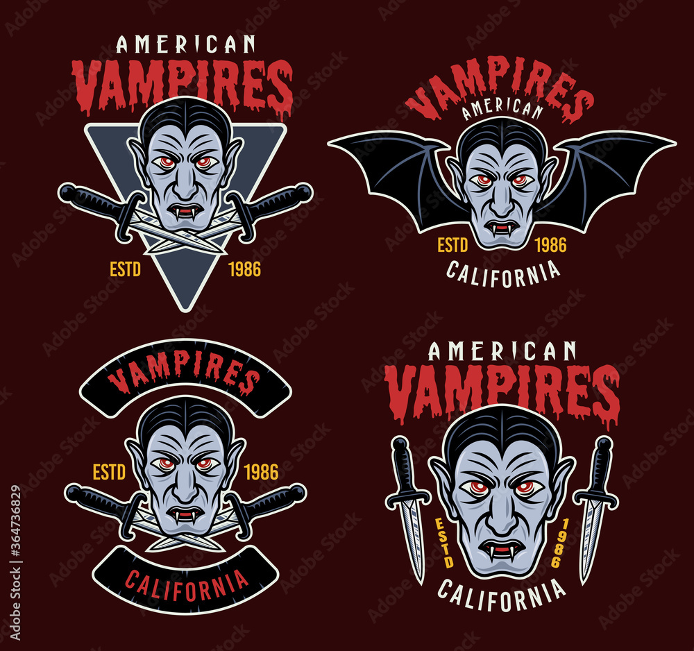 Fototapeta Dracula vampire vector colorful emblems or patches
