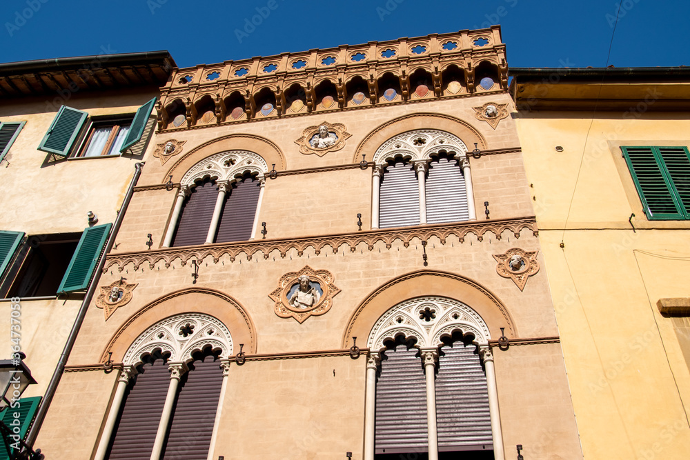 Beautiful facade in the heart of Pisa, Tuscany, Italy