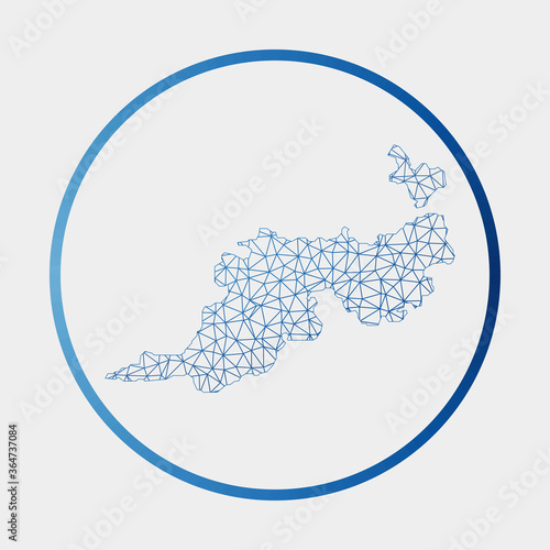 Guana Island icon. Network map of the island. Round Guana Island sign with gradient ring. Technology, internet, network, telecommunication concept. Vector illustration.