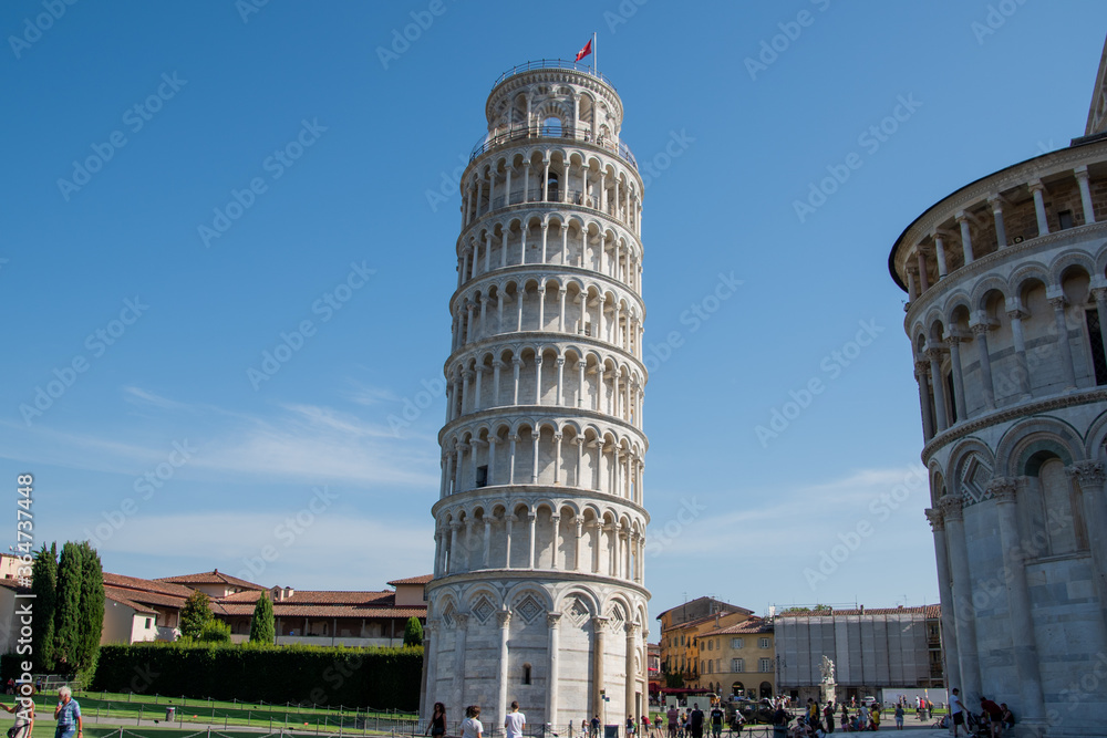 The Leaning Tower of Pisa or Tower of Pisa is the freestanding bell tower, of the cathedral of the Italian city of Pisa, known for its unintended tilt. Built in 12th century. 