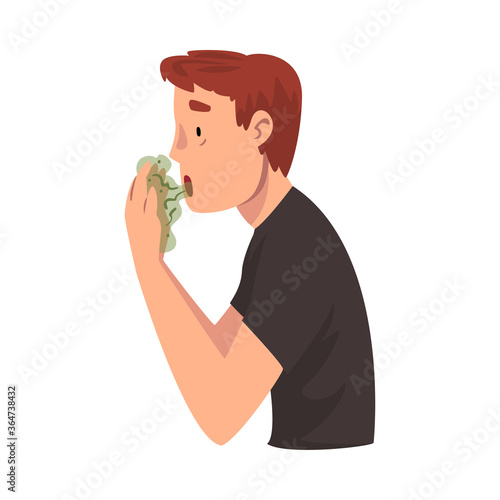 Guy Having Bad Breath, Guy Having Body Odor Problem Vector Illustration