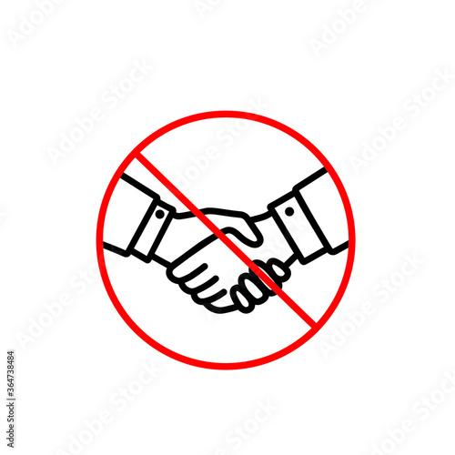 Don't shake hands vector icon. Prevention direct contact with infection Coronavirus illustration sign. 
warning element avoid handshake.