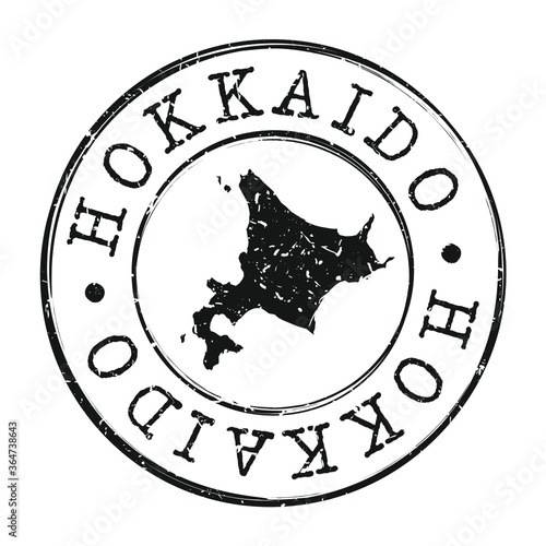 Hokkaido Japan Map Postmark. Silhouette Postal Passport. Stamp Round Vector Icon. Vintage Postage Design.