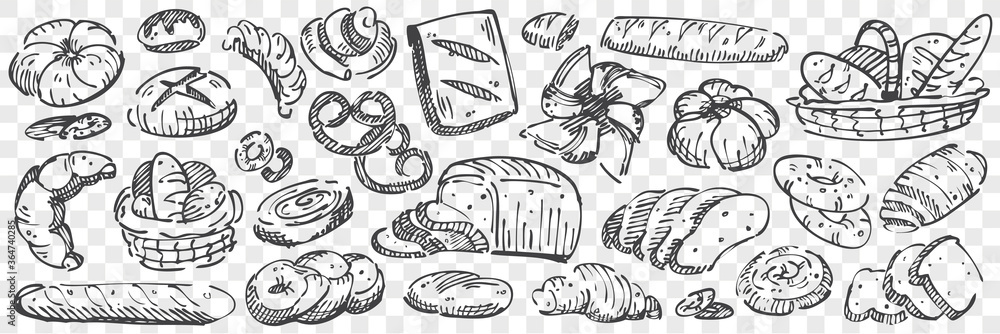 Hand drawn bread doodle set Hand drawn bread doodle set