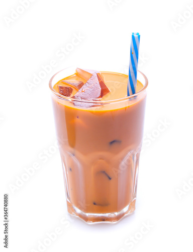 Iced Thai milk tea in glasses (thailand)