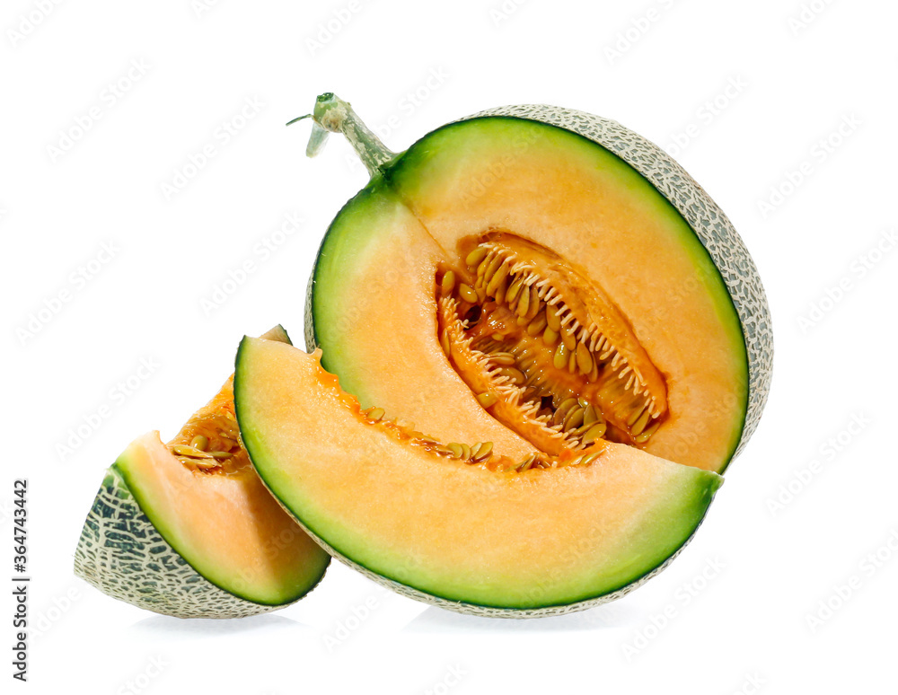 cantaloupe melon slices isolated on white background cantaloupe melon slices isolated on white background