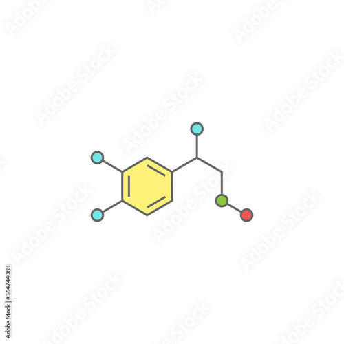 Adrenalin molecula structure. colorful line icon isolated on white background.