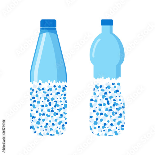 Micro plastic pollution concept. Microplastic in water. Vector illustration.