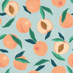 Papier peint photo Fruits aquarelle patrons Pêches abricots tranches aquarelle estivale  © Angelina Bambina