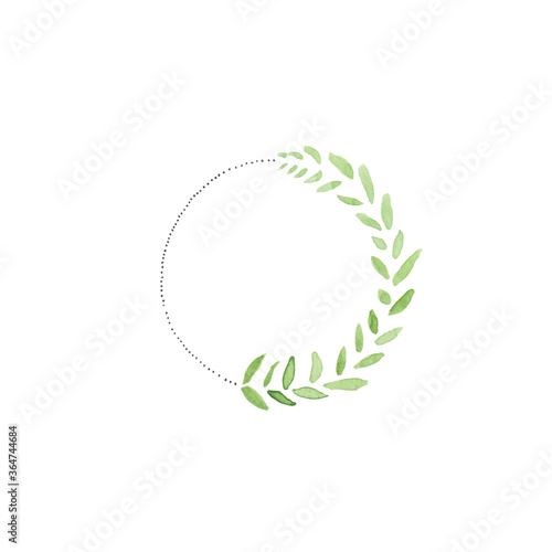 Ghirlanda di foglie - logo foglie - cornice verde acquerello